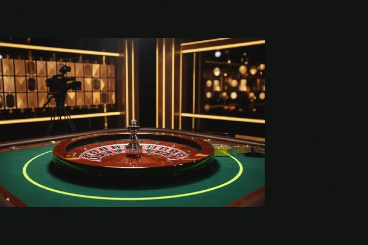 Mesa de ruleta en un estudio en vivo
